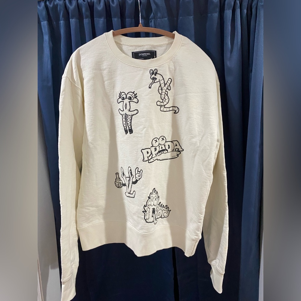 Cream Graphic Men's Crewneck Sweater